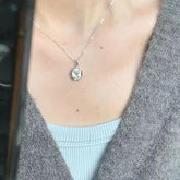 Silver Relief Round Enamel Tulip Flower Pendant – Elegant Artistic Floral Jewelry